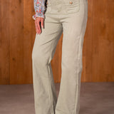 Jean Wide Flare Pépita Tilleul