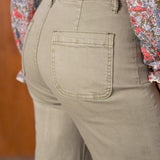 Jean Wide Flare Pépita Tilleul