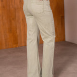 Jean Wide Flare Pépita Tilleul