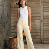 Jean Wide Leg Jeanne Jaune pastel