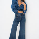 Jean Wide Flare Lorence Bleu Délavé