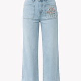 Jean Wide Flora Bleu Clair