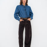 Pantalon Barrel Velours Karine Chocolat