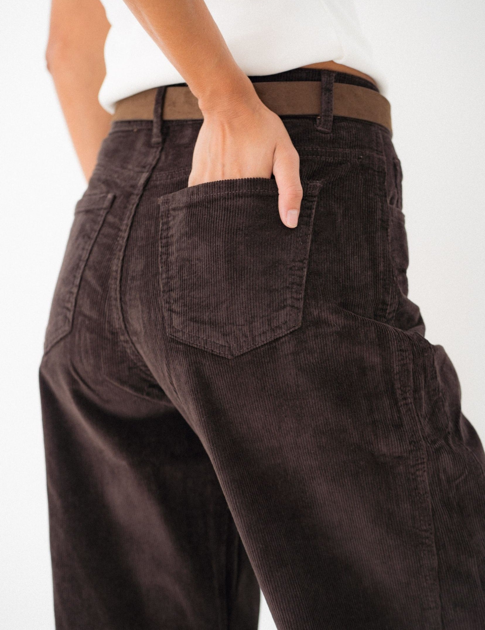 Pantalon Barrel Velours Karine Chocolat