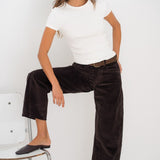 Pantalon Barrel Velours Karine Chocolat