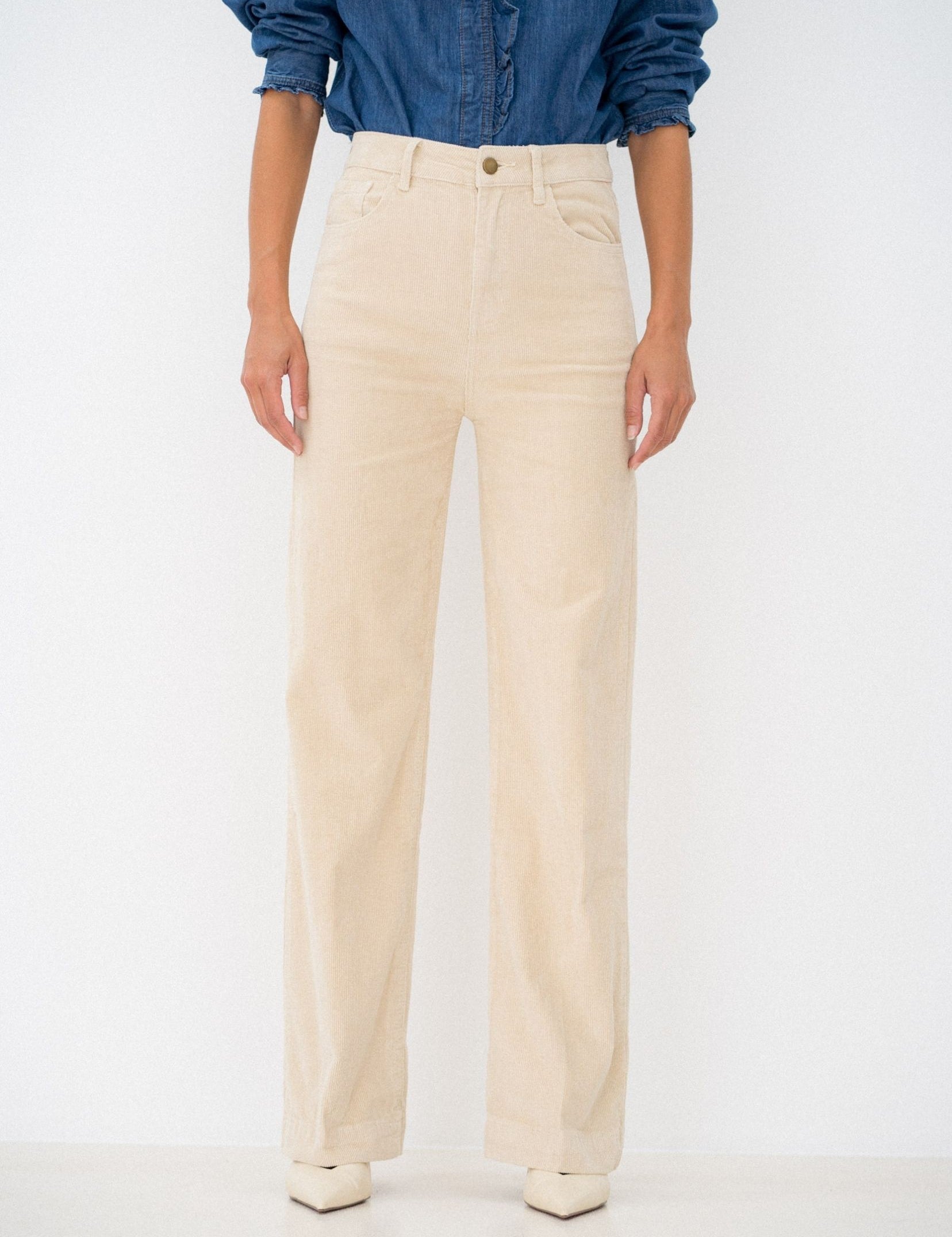 Pantalon Velours Andrea Crème
