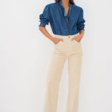 Pantalon Velours Andrea Crème