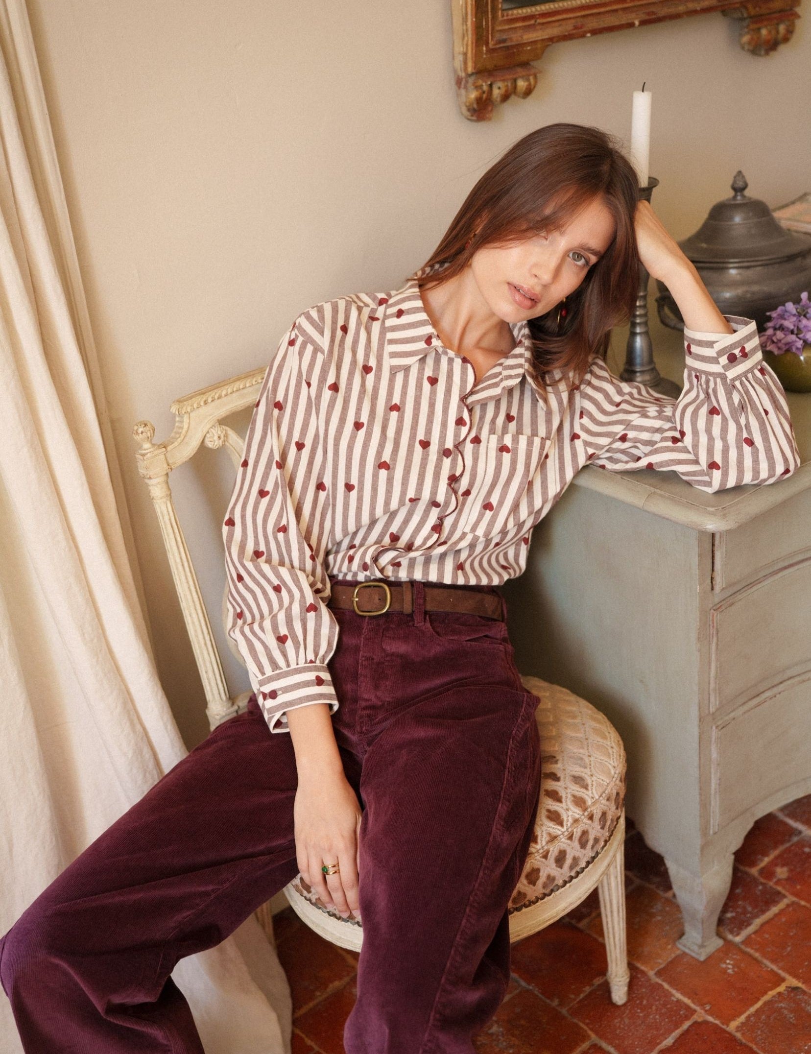 Chemise Esmé Rayé Taupe - Coming Soon