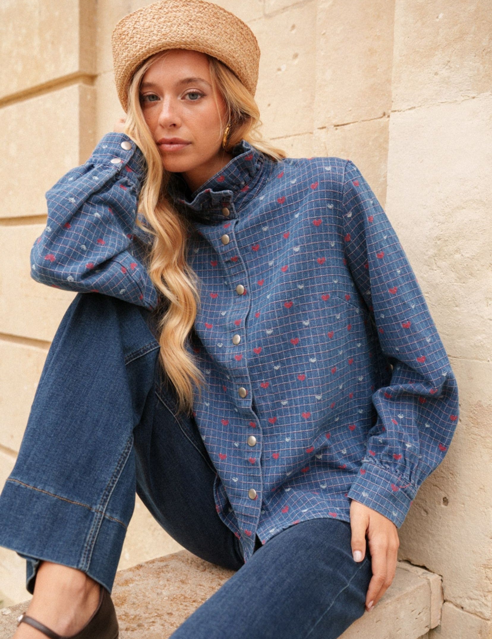 Chemise Vianaëlle Carreaux Bleu
