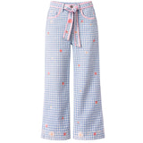 Pantalon Wide Bluette Vichy Bleu