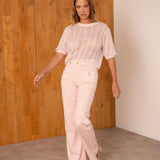 Jean Wide Flare Pépita Rose