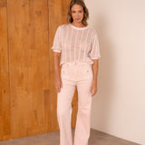 Jean Wide Flare Pépita Rose