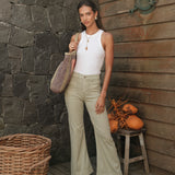 Jean Wide Flare Proust Kaki