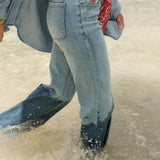 Jean Wide Bandana Bleu Délavé