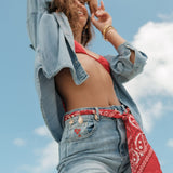 Jean Wide Bandana Bleu Délavé