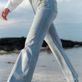 Jean wide Citron Bleu Délavé