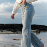 Jean wide Citron Bleu Délavé