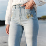 Jean wide Citron Bleu Délavé