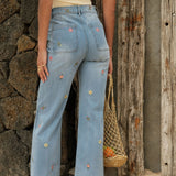 Jean Wide Happy Délavé Clair