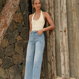 Jean Wide Happy Délavé Clair