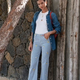 Jean Wide Limone Bleu Roi