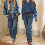 Jean Wide Louise Bleu Délavé