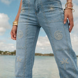 Jean Wide Soléa Bleu Délavé