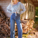 Jean Wide Vélina Bleu Stone