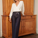Jean Wide Vivienne à Pois Bleu Brut