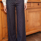 Jean Wide Vivienne à Pois Bleu Brut
