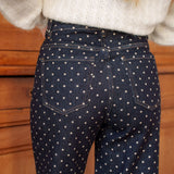 Jean Wide Vivienne à Pois Bleu Brut