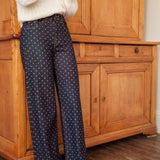 Jean Wide Vivienne à Pois Bleu Brut