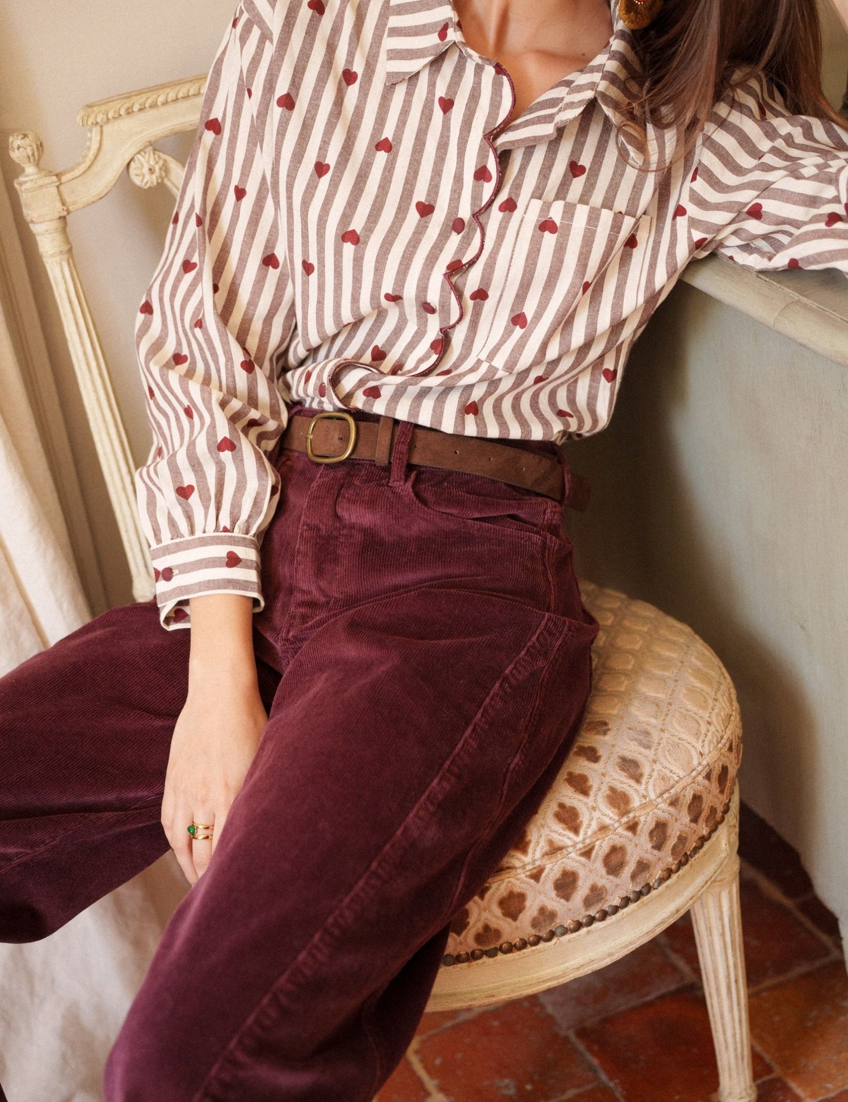 Pantalon Velours Erine Bordeaux