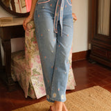 Pantalon Wide Bluette Délavé Clair