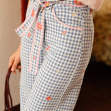 Pantalon Wide Bluette Vichy Bleu