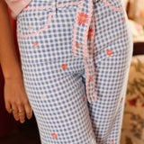 Pantalon Wide Bluette Vichy Bleu