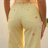 Pantalon Wide Bluette Vichy Jaune - Précommande 30 Mars