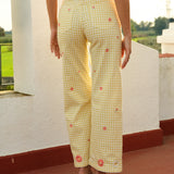 Pantalon Wide Bluette Vichy Jaune - Précommande 30 Mars