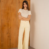 Pantalon Wide Flare Pop Jaune Citron
