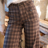Pantalon Wide Livia Carreaux Chocolat