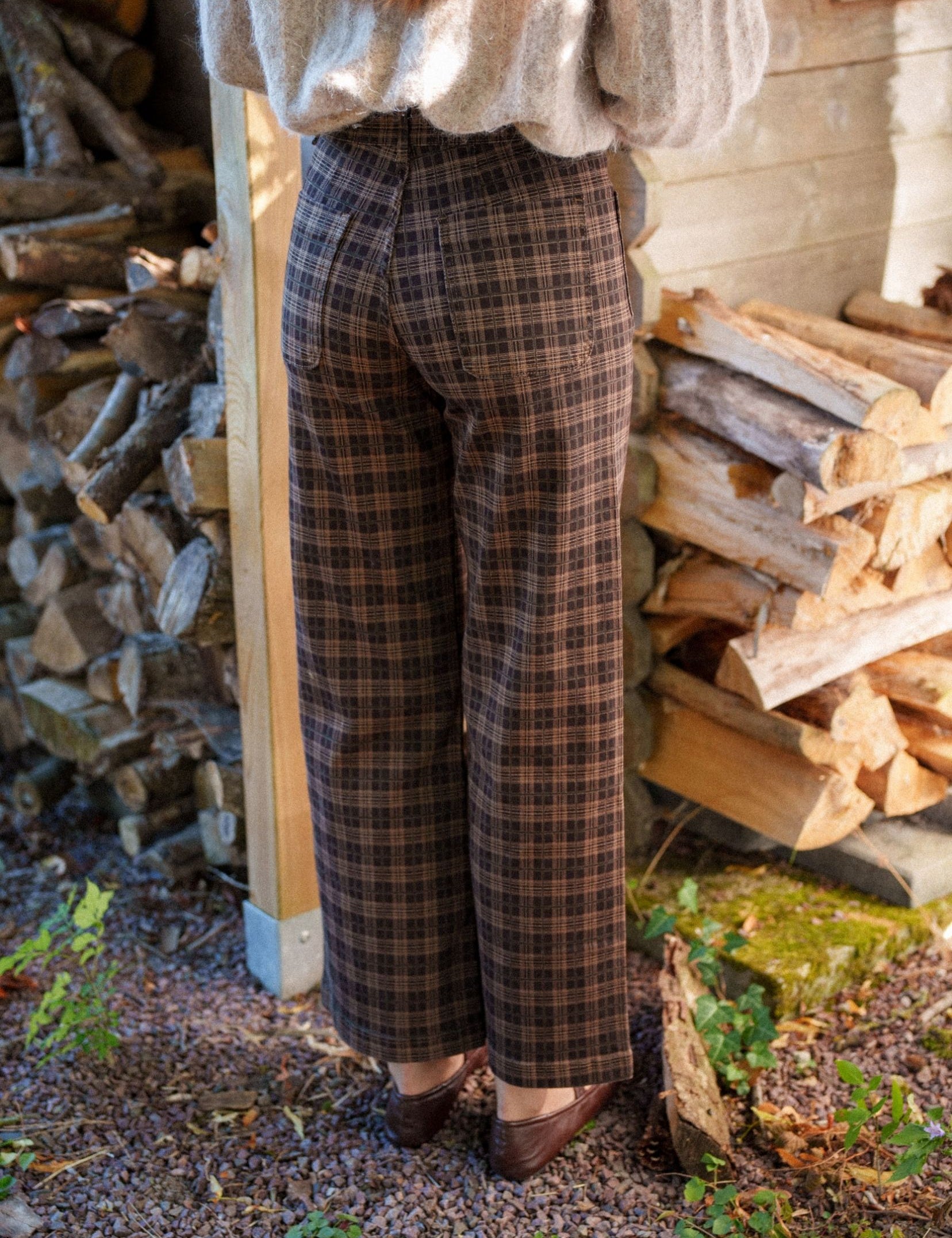 Pantalon Wide Livia Carreaux Chocolat